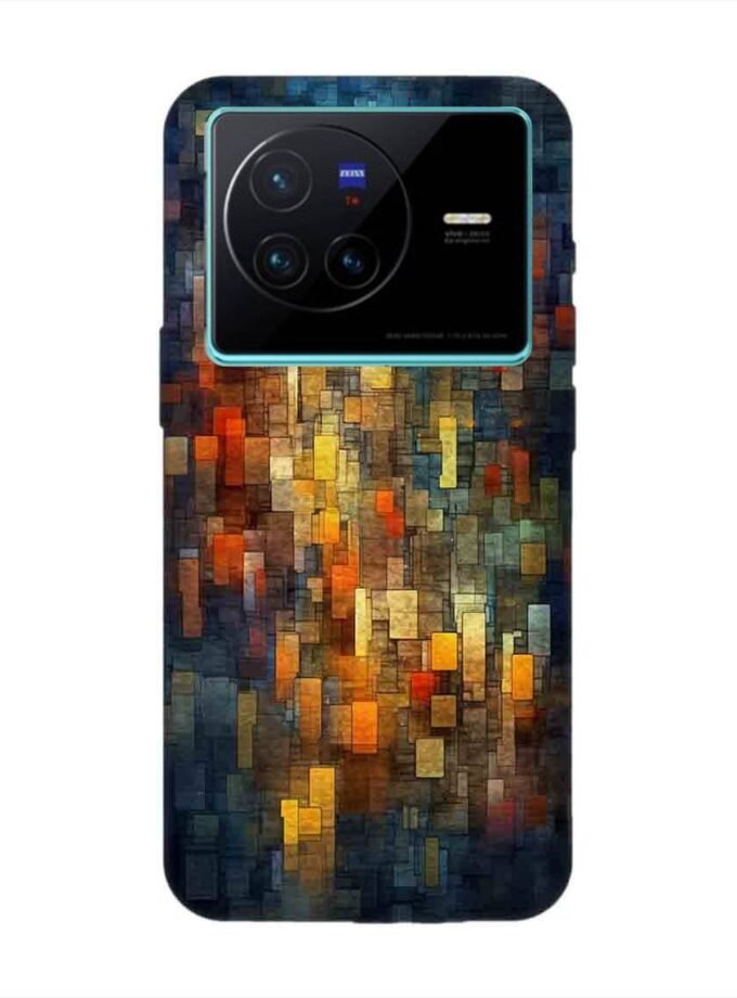 Printed Back Cover for Vivo X80 Close Up Colorful Mosaic Squares Shapes
