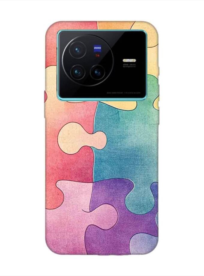 Printed Back Cover for Vivo X80 Close Up Colorful Puzzle Piece