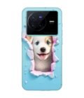 Printed Back Cover for Vivo X80 Close Up Dog Looking Out Hole Wall