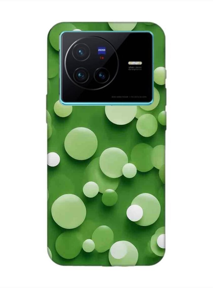 Printed Back Cover for Vivo X80 Close Up Green Background With White Polka Dots