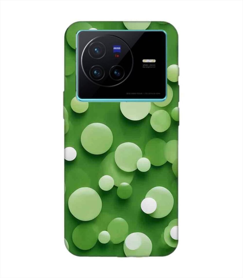 Printed Back Cover for Vivo X80 Close Up Green Background With White Polka Dots