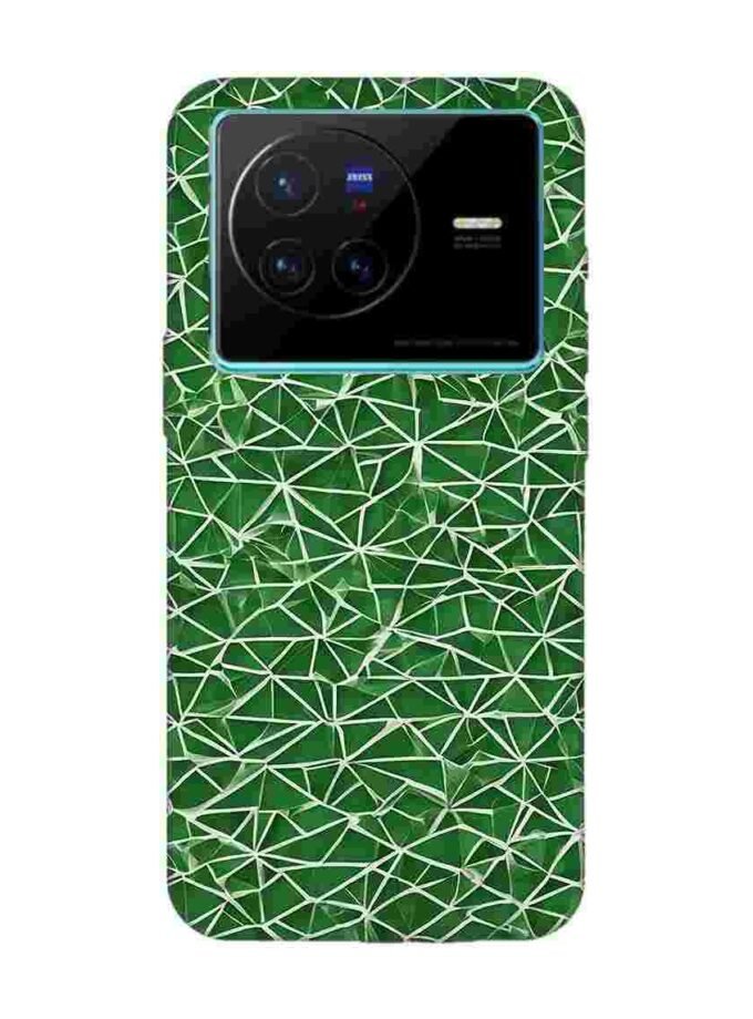 Printed Back Cover for Vivo X80 Close Up Green White Geometric Pattern