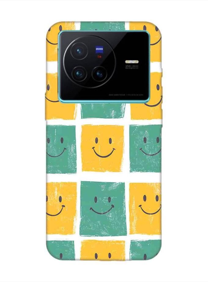 Printed Back Cover for Vivo X80 Close Up Pattern Smiley Faces