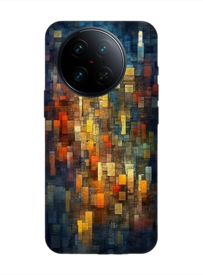 Printed Back Cover for Vivo X90 Pro Close Up Colorful Mosaic Squares Shapes