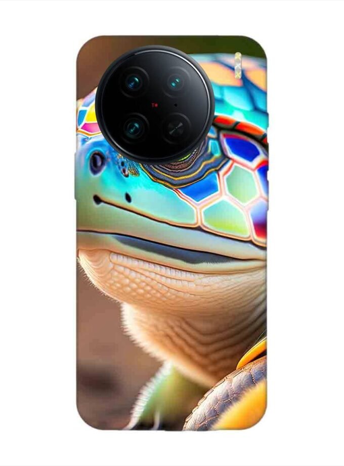 Printed Back Cover for Vivo X90 Pro Close Up Cute Turtle