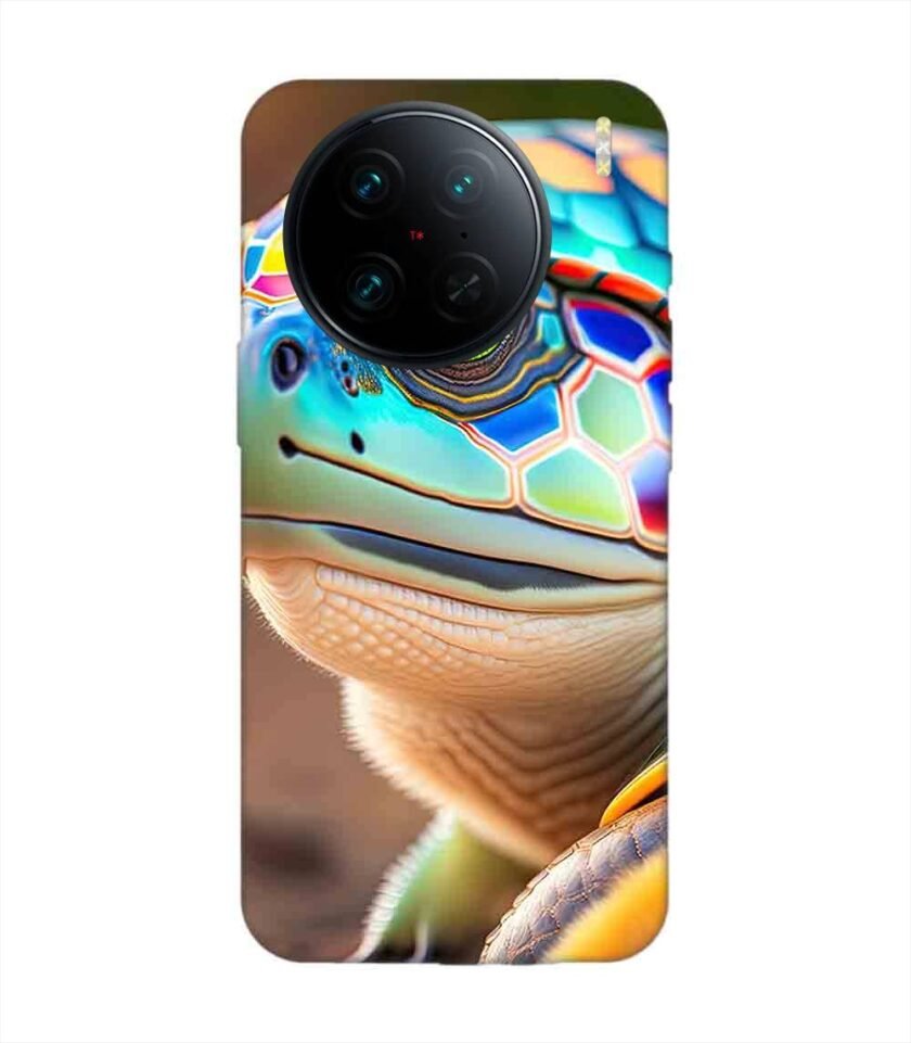 Printed Back Cover for Vivo X90 Pro Close Up Cute Turtle