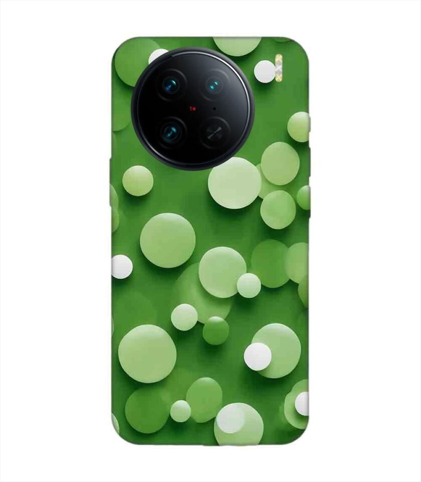 Printed Back Cover for Vivo X90 Pro Close Up Green Background With White Polka Dots