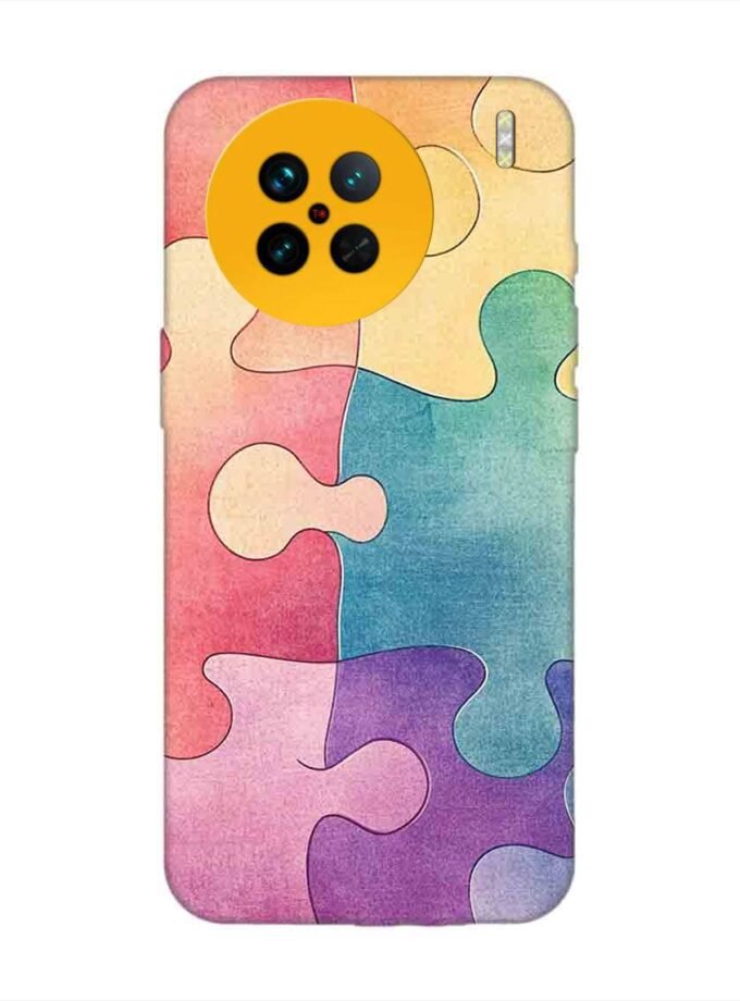Printed Back Cover for Vivo X90 Close Up Colorful Puzzle Piece