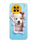 Printed Back Cover for Vivo X90 Close Up Dog Looking Out Hole Wall