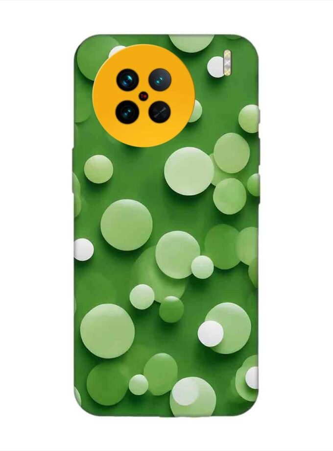 Printed Back Cover for Vivo X90 Close Up Green Background With White Polka Dots