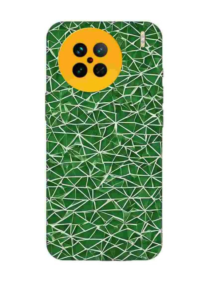 Printed Back Cover for Vivo X90 Close Up Green White Geometric Pattern