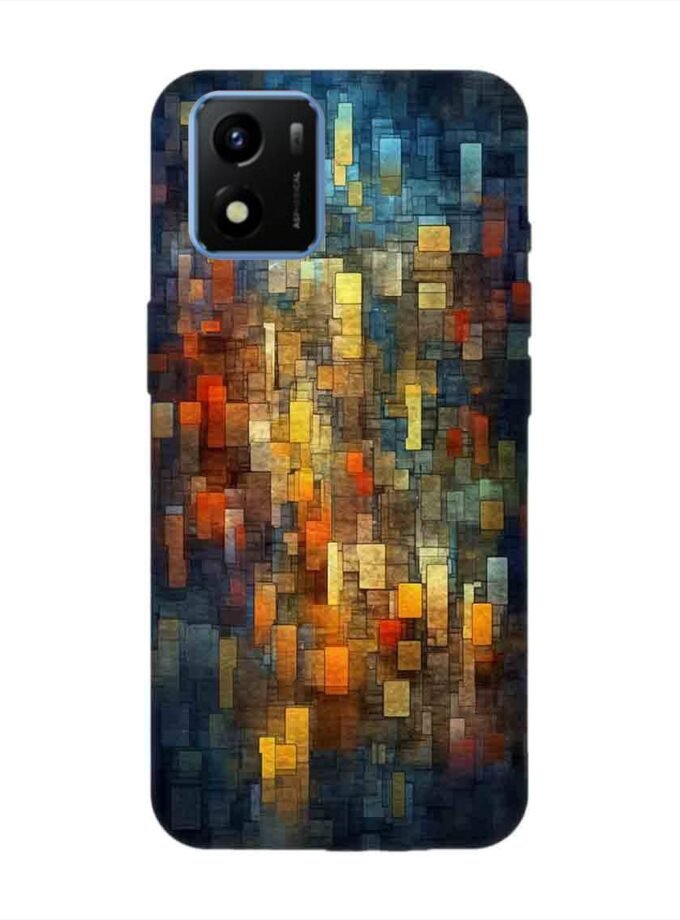 Printed Back Cover for Vivo Y01 Close Up Colorful Mosaic Squares Shapes