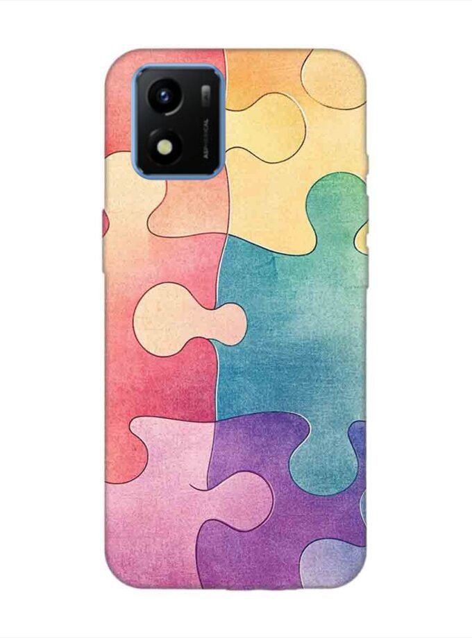 Printed Back Cover for Vivo Y01 Close Up Colorful Puzzle Piece