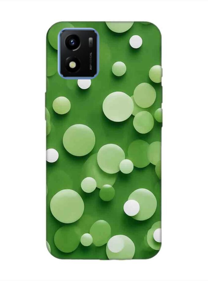 Printed Back Cover for Vivo Y01 Close Up Green Background With White Polka Dots