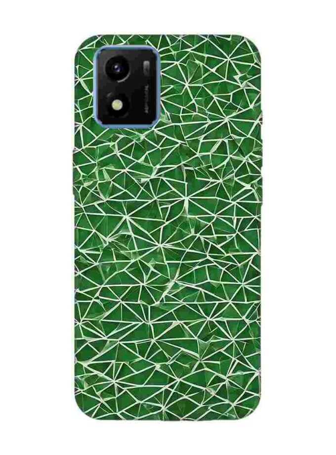 Printed Back Cover for Vivo Y01 Close Up Green White Geometric Pattern