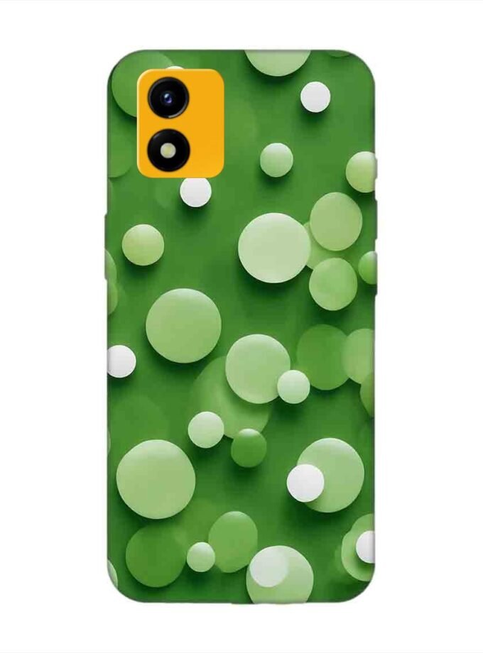 Printed Back Cover for Vivo Y01A Close Up Green Background With White Polka Dots