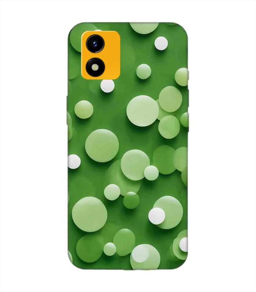 Printed Back Cover for Vivo Y01A Close Up Green Background With White Polka Dots