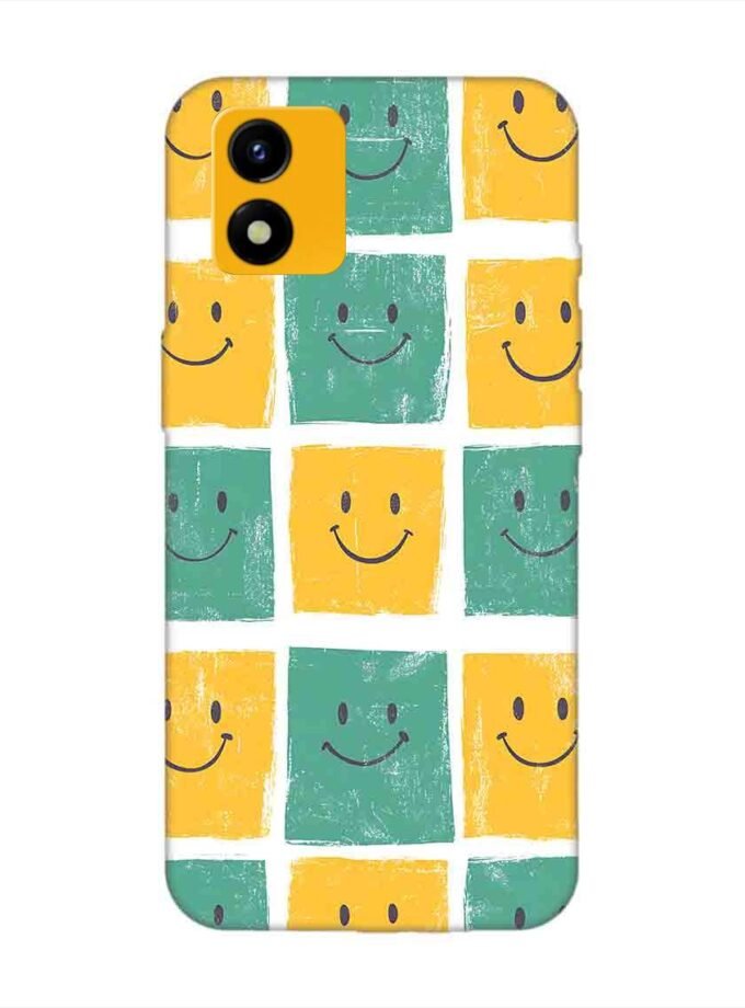 Printed Back Cover for Vivo Y01A Close Up Pattern Smiley Faces