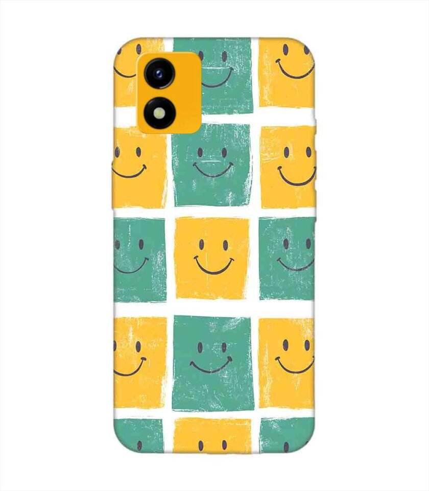 Printed Back Cover for Vivo Y01A Close Up Pattern Smiley Faces