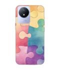 Printed Back Cover for Vivo Y02 Close Up Colorful Puzzle Piece