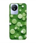 Printed Back Cover for Vivo Y02 Close Up Green Background With White Polka Dots