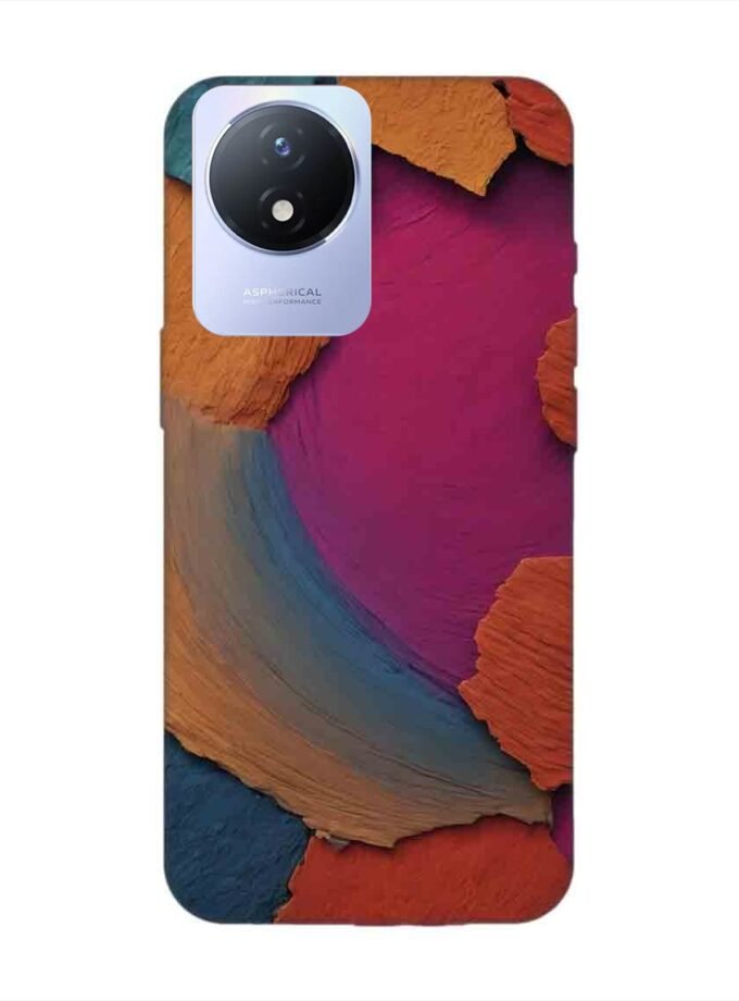 Printed Back Cover for Vivo Y02 Closeup Color Textured Surface