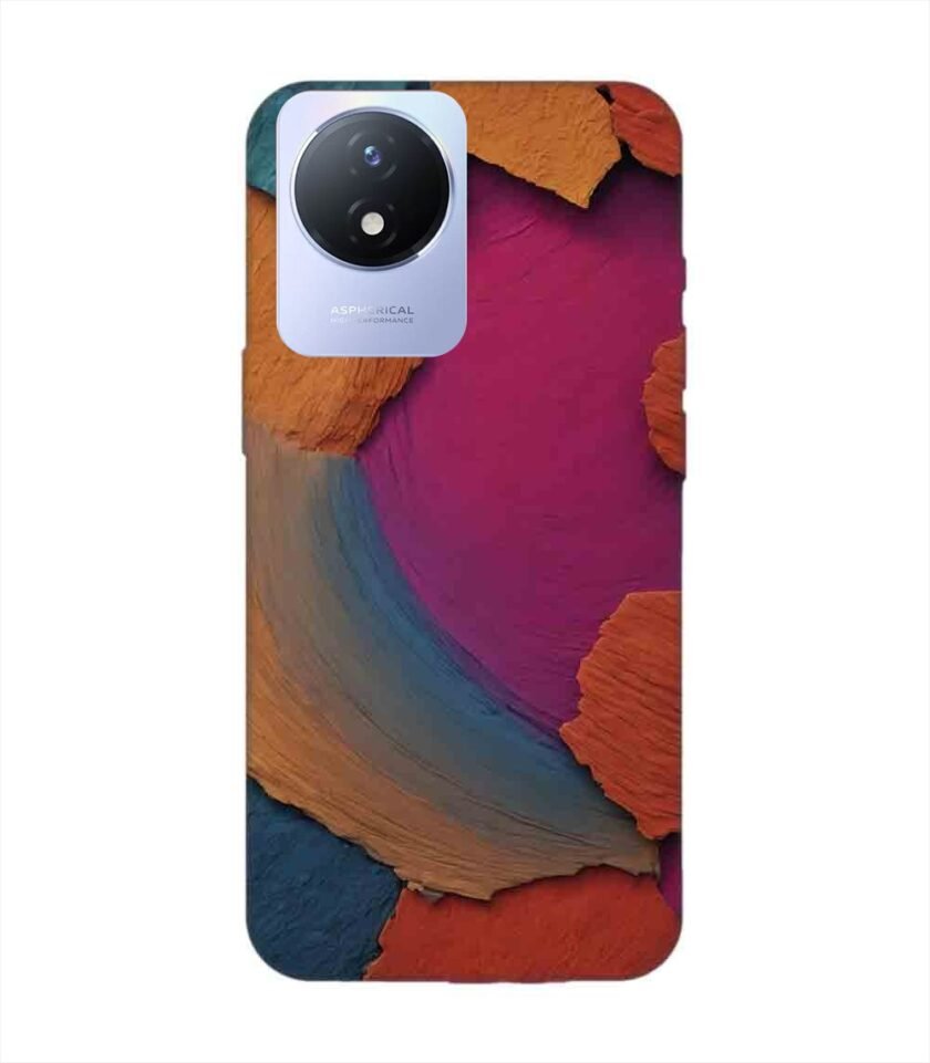 Printed Back Cover for Vivo Y02 Closeup Color Textured Surface