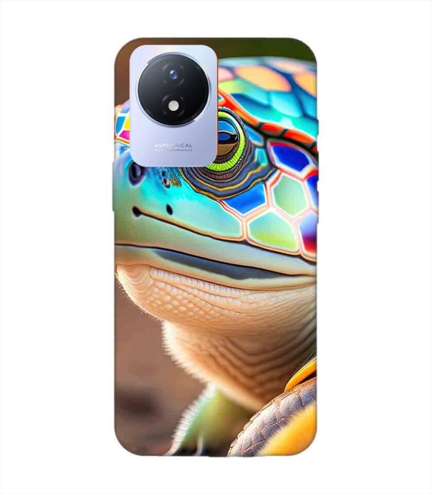 Printed Back Cover for Vivo Y02T Close Up Cute Turtle