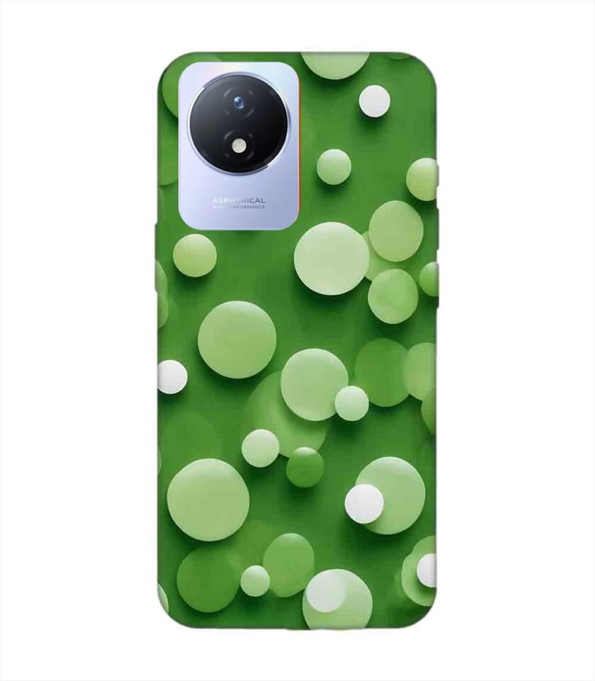 Printed Back Cover for Vivo Y02T Close Up Green Background With White Polka Dots