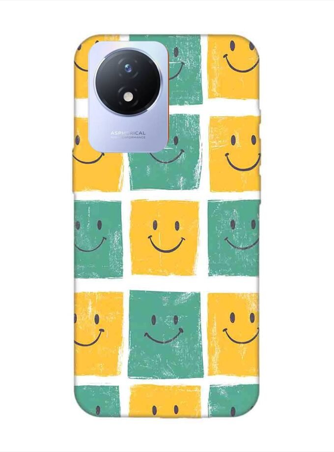 Printed Back Cover for Vivo Y02T Close Up Pattern Smiley Faces