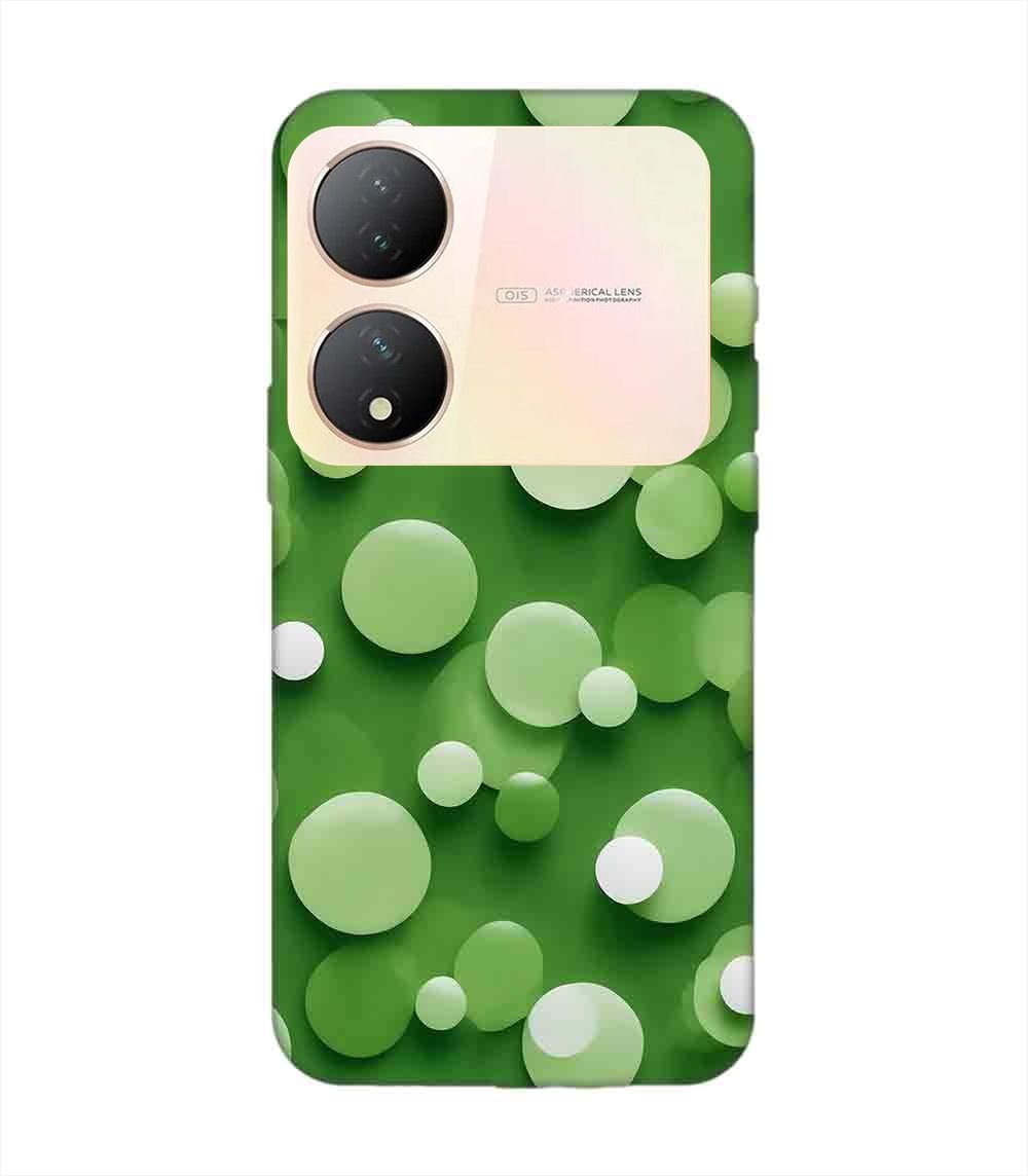 Printed Back Cover for Vivo Y100 (5G) Close Up Green Background With White Polka Dots