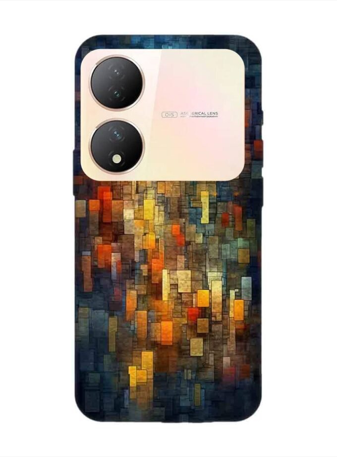 Printed Back Cover for Vivo Y100A (5G) Close Up Colorful Mosaic Squares Shapes