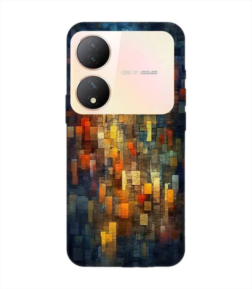 Printed Back Cover for Vivo Y100A (5G) Close Up Colorful Mosaic Squares Shapes