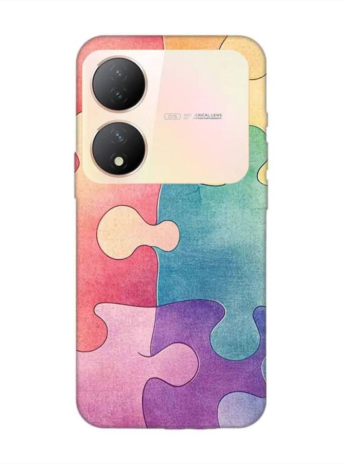 Printed Back Cover for Vivo Y100A (5G) Close Up Colorful Puzzle Piece