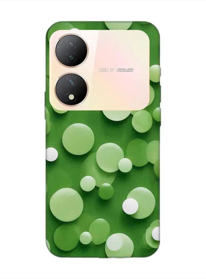 Printed Back Cover for Vivo Y100A (5G) Close Up Green Background With White Polka Dots