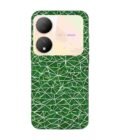 Printed Back Cover for Vivo Y100A (5G) Close Up Green White Geometric Pattern