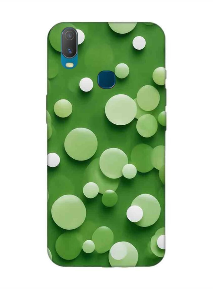 Printed Back Cover for Vivo Y11 Close Up Green Background With White Polka Dots