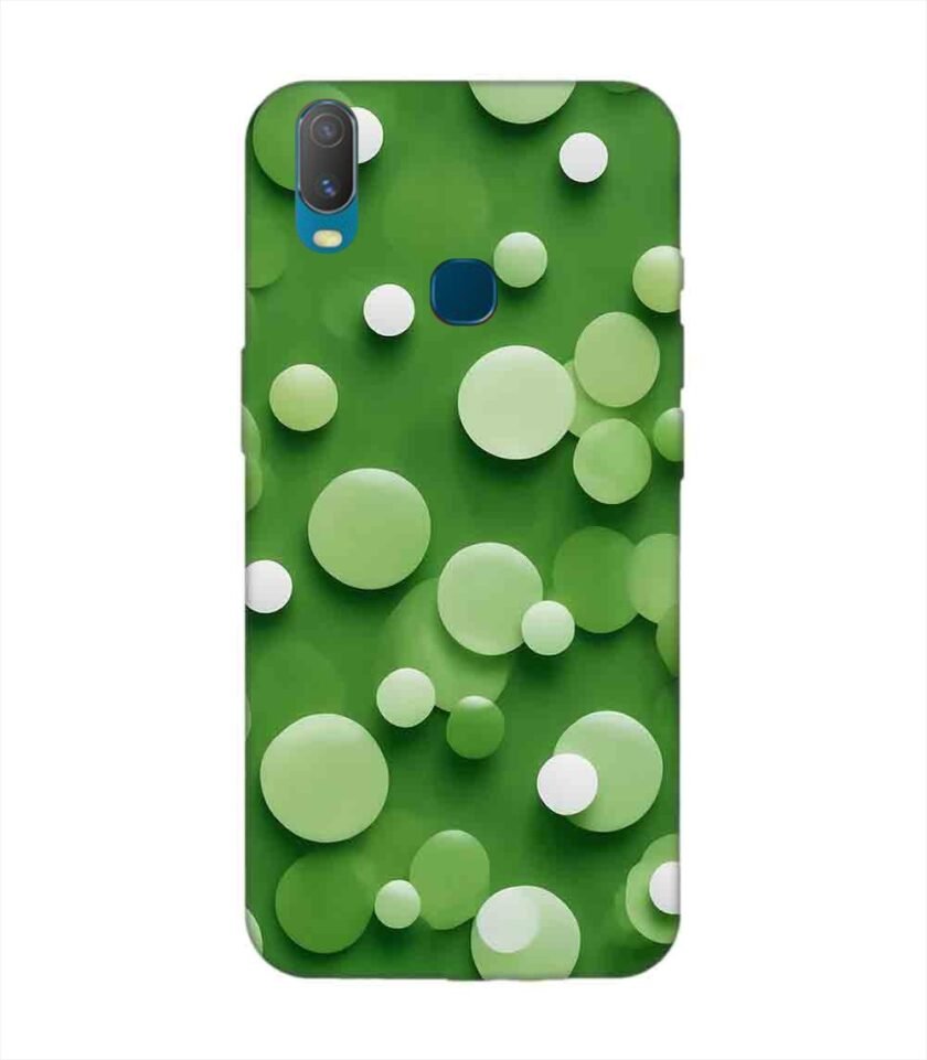 Printed Back Cover for Vivo Y11 Close Up Green Background With White Polka Dots