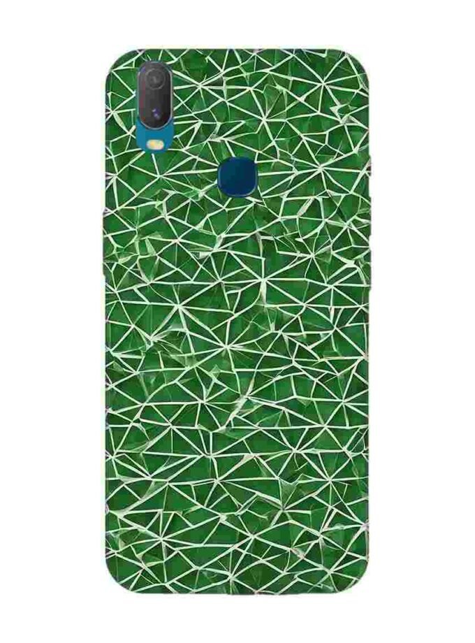 Printed Back Cover for Vivo Y11 Close Up Green White Geometric Pattern