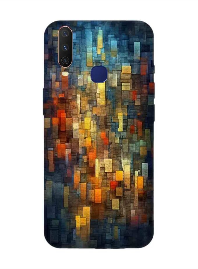 Printed Back Cover for Vivo Y12 Close Up Colorful Mosaic Squares Shapes