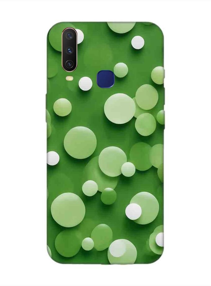 Printed Back Cover for Vivo Y12 Close Up Green Background With White Polka Dots