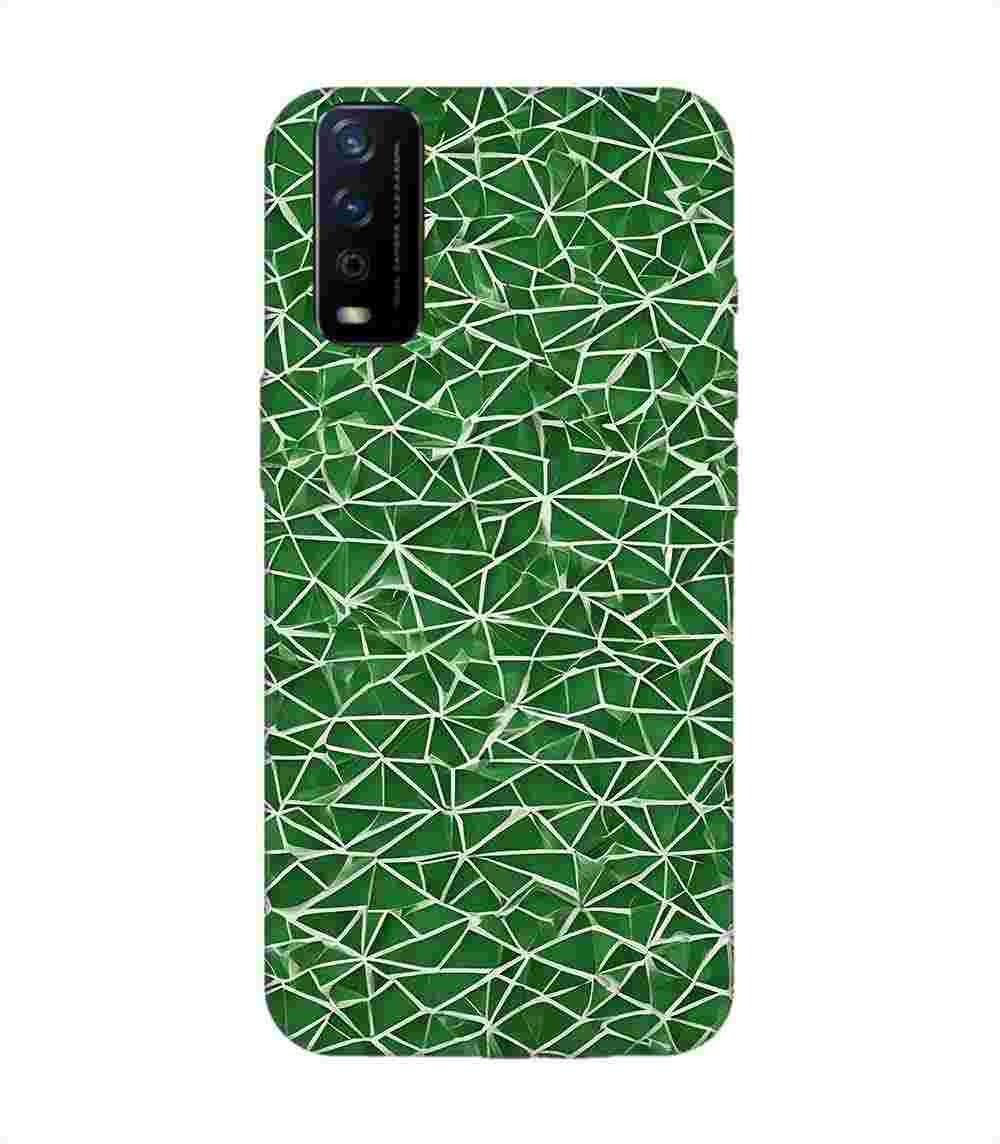 Printed Back Cover for Vivo Y12G Close Up Green White Geometric Pattern