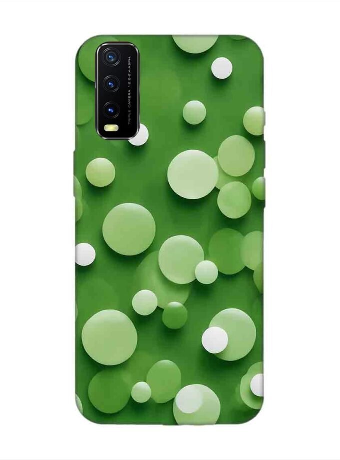 Printed Back Cover for Vivo Y12S Close Up Green Background With White Polka Dots