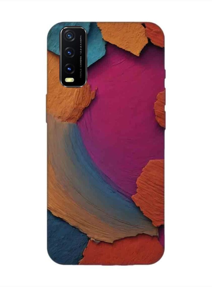 Printed Back Cover for Vivo Y12S Closeup Color Textured Surface