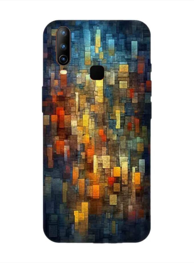 Printed Back Cover for Vivo Y15 Close Up Colorful Mosaic Squares Shapes
