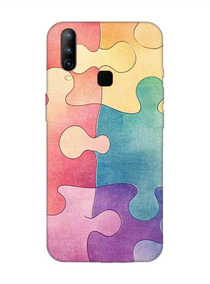 Printed Back Cover for Vivo Y15 Close Up Colorful Puzzle Piece