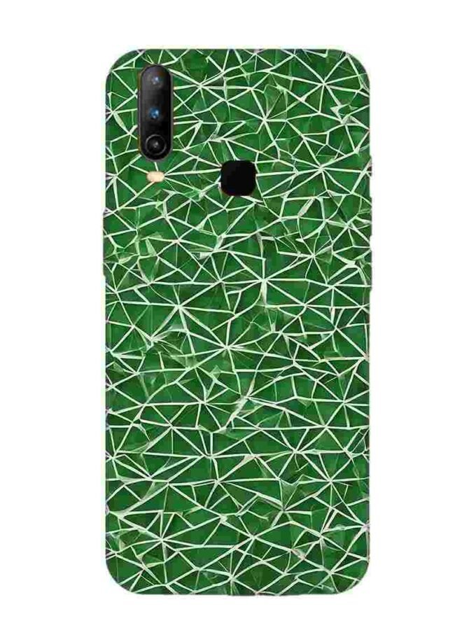 Printed Back Cover for Vivo Y15 Close Up Green White Geometric Pattern