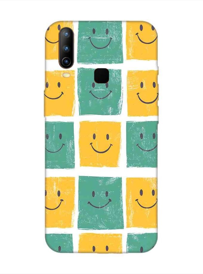 Printed Back Cover for Vivo Y15 Close Up Pattern Smiley Faces