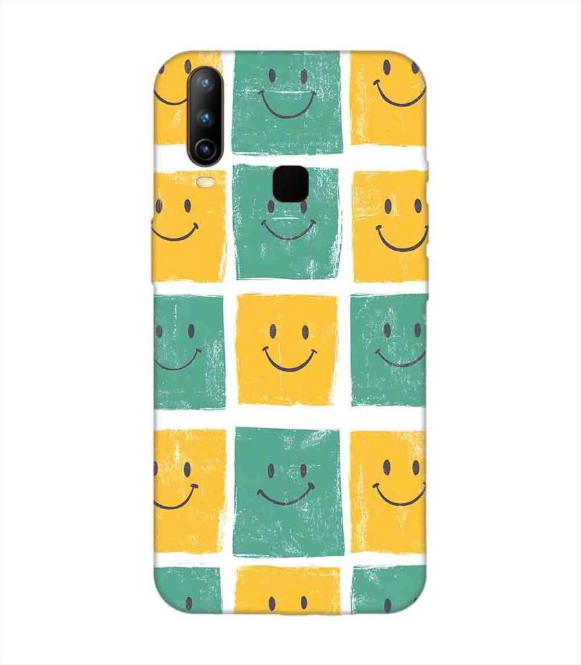 Printed Back Cover for Vivo Y15 Close Up Pattern Smiley Faces
