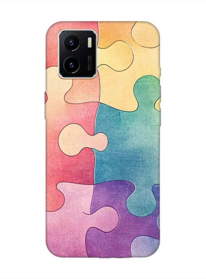 Printed Back Cover for Vivo Y15S Close Up Colorful Puzzle Piece
